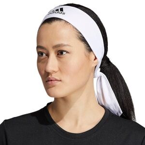 ADIDAS LOGO TIE BACK HEADBAND WHITE NWOT